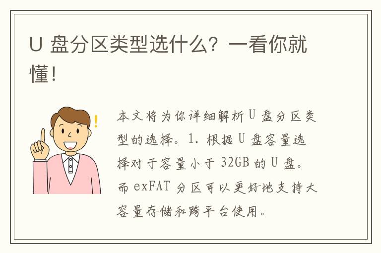 U 盘分区类型选什么？一看你就懂！