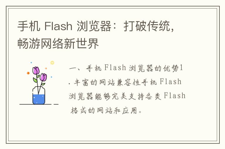 手机 Flash 浏览器：打破传统，畅游网络新世界