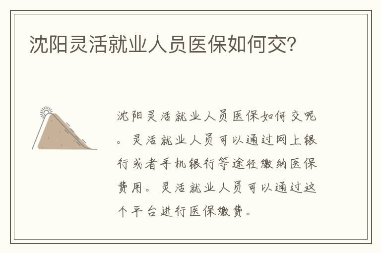 沈阳灵活就业人员医保如何交？