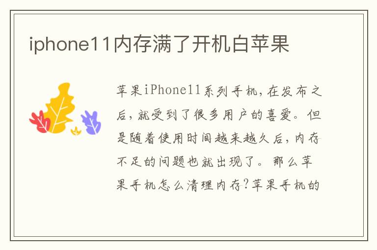 iphone11内存满了开机白苹果