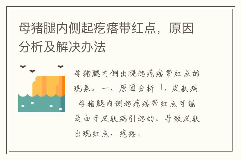 母猪腿内侧起疙瘩带红点，原因分析及解决办法