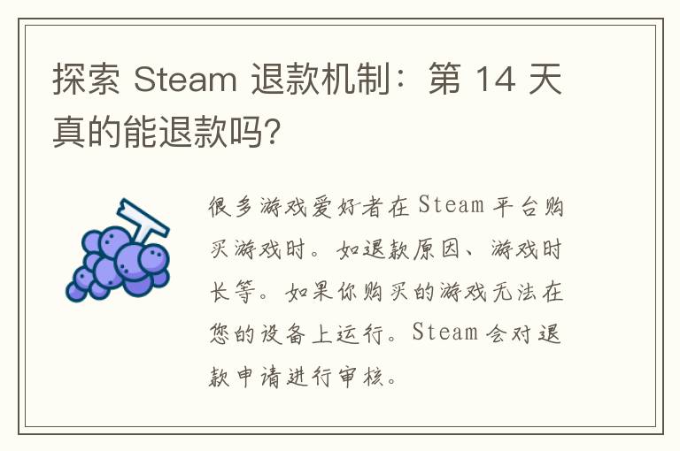 探索 Steam 退款机制：第 14 天真的能退款吗？