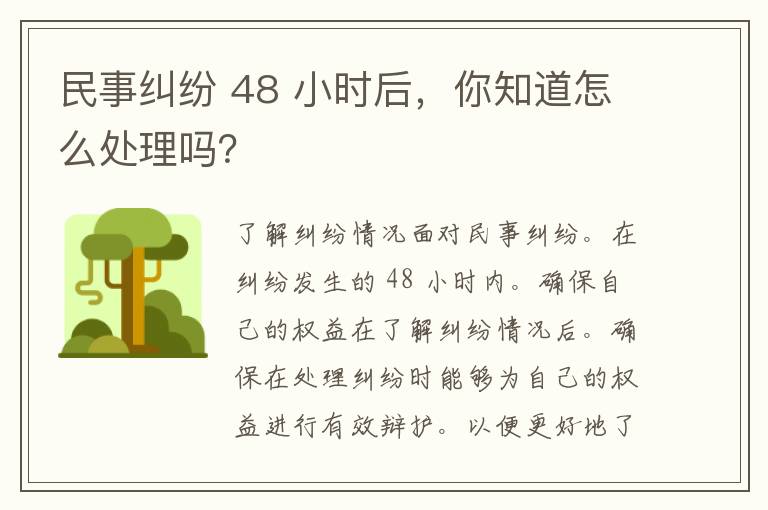 民事纠纷 48 小时后，你知道怎么处理吗？