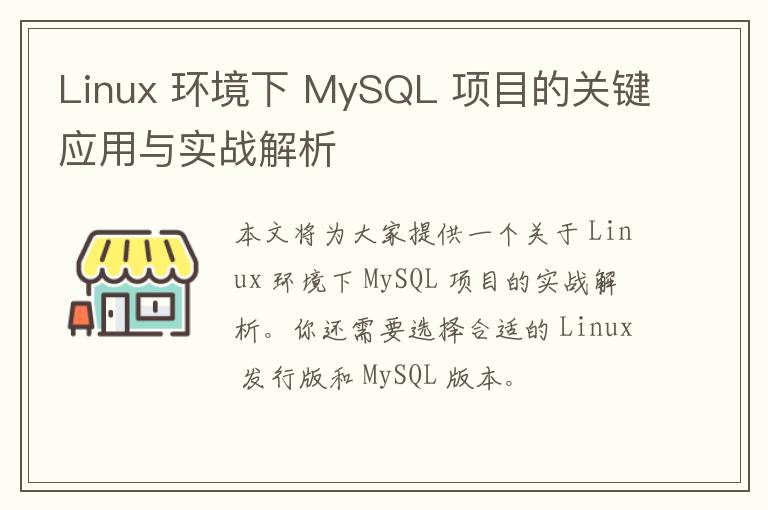 Linux 环境下 MySQL 项目的关键应用与实战解析