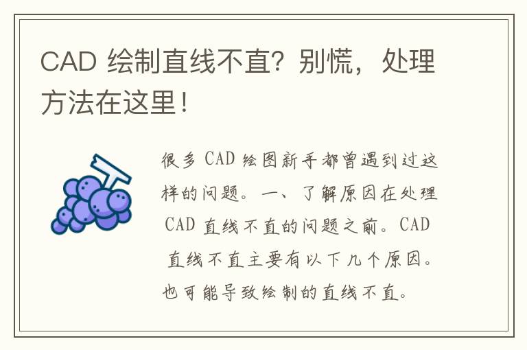 CAD 绘制直线不直？别慌，处理方法在这里！