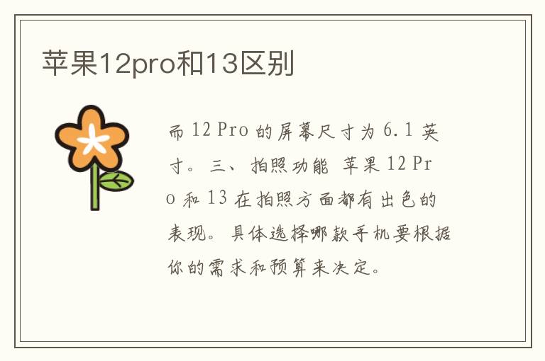 苹果12pro和13区别