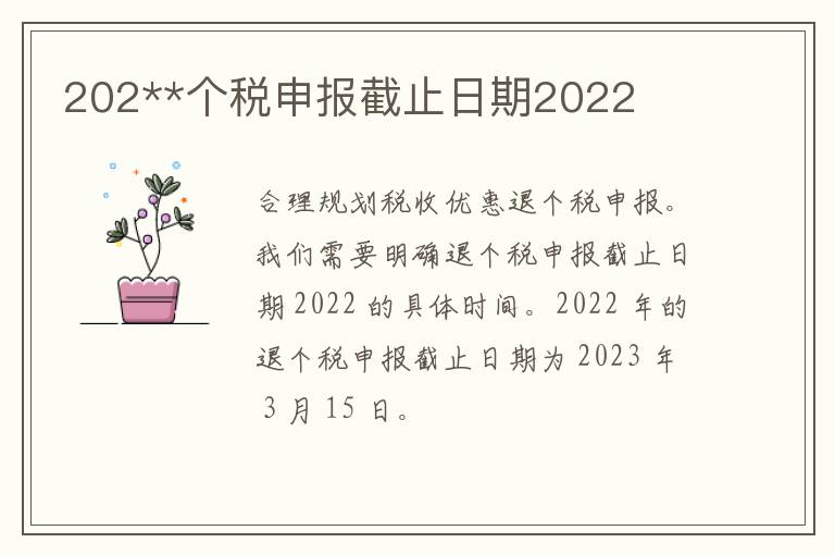 202**个税申报截止日期2022