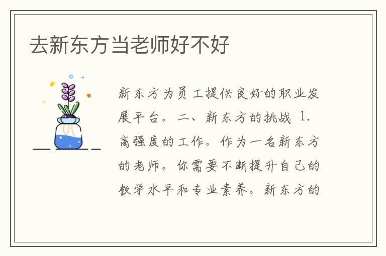 去新东方当老师好不好