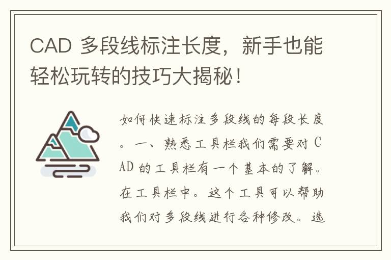 CAD 多段线标注长度，新手也能轻松玩转的技巧大揭秘！