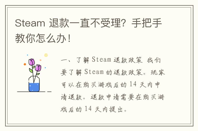 Steam 退款一直不受理？手把手教你怎么办！