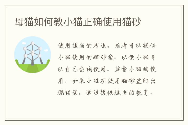 母猫如何教小猫正确使用猫砂